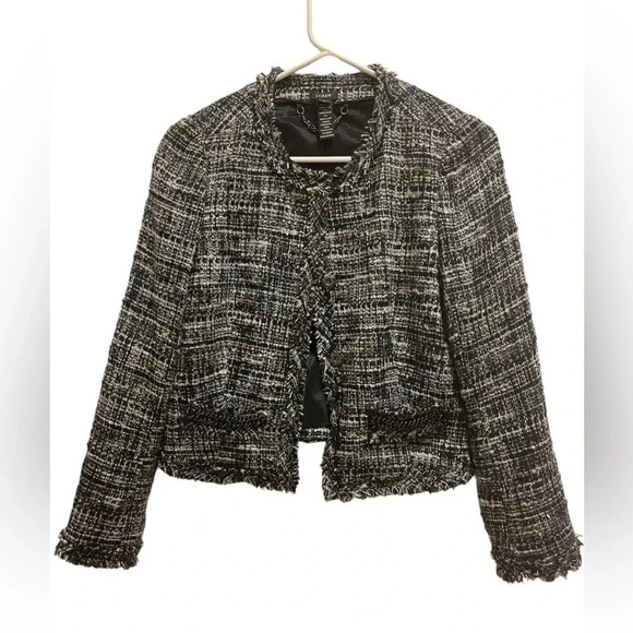 J Crew Womens Black
Textured Embellished Fringe
Beaded Long Sleeve Jacket - Picture 1 of 13